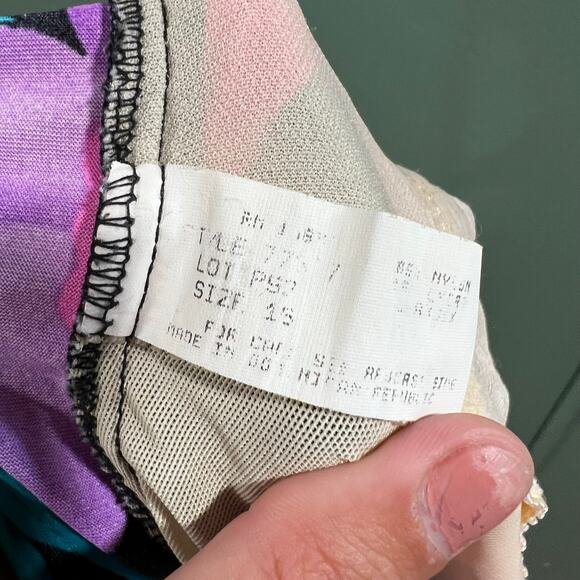 Vintage Tropical Paradise One Piece Swimsuit Floral Print Size L - Picture 5 of 6